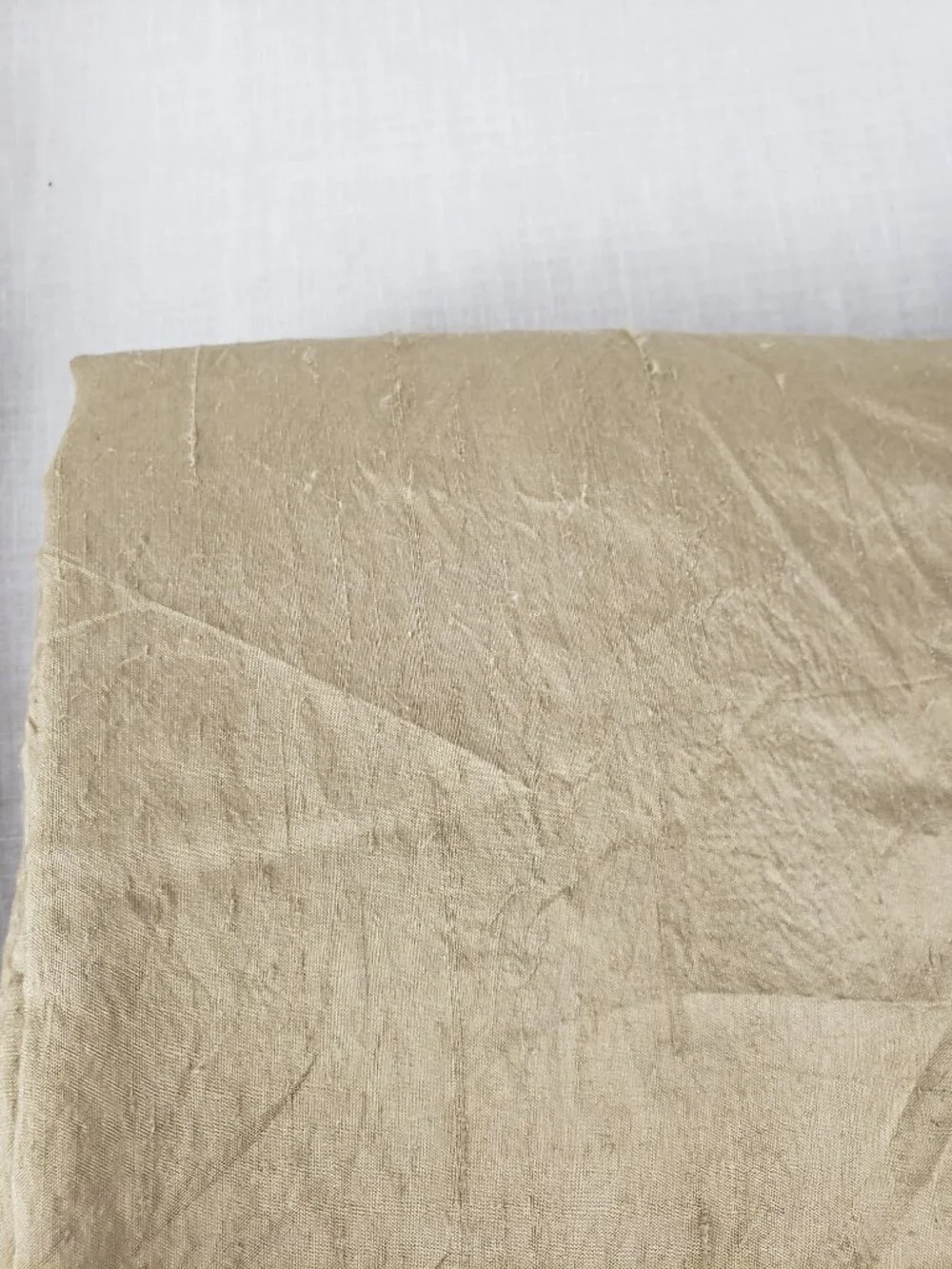 Pair of Pottery Barn Gold Silk Dupioni Lined Curtain Panels Flawed Marked 50x96